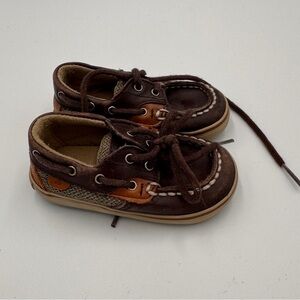 Sperry Baby Girls Boys Size 4 Kids Brown and Tan Moccasins Boat Shoes